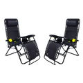 Backpack Travel Freeform Zero Gravity Lounger Bundle - Choice 507 - Multi-Position Outdoor Beach Chair with Pillow - Black