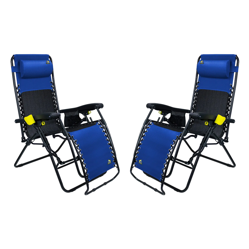 Backpack Travel Freeform Zero Gravity Lounger Bundle - Choice 507 - Multi-Position Outdoor Beach Chair with Pillow - Royal Blue