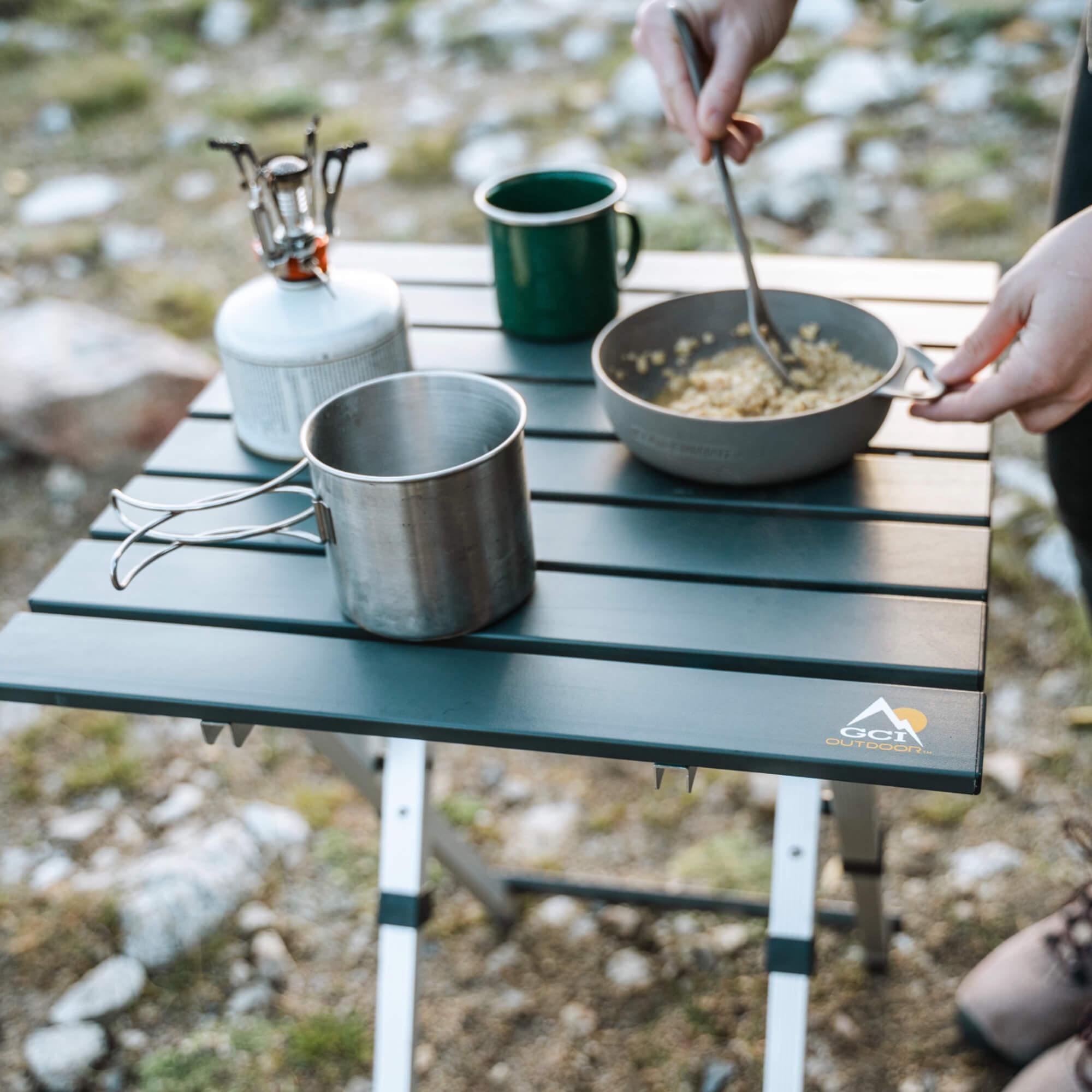 Slim-Fold Compact Camp Table 20 - Choice 513 - Multi-Functional Heavy-Duty Grilling Table Counter Detail