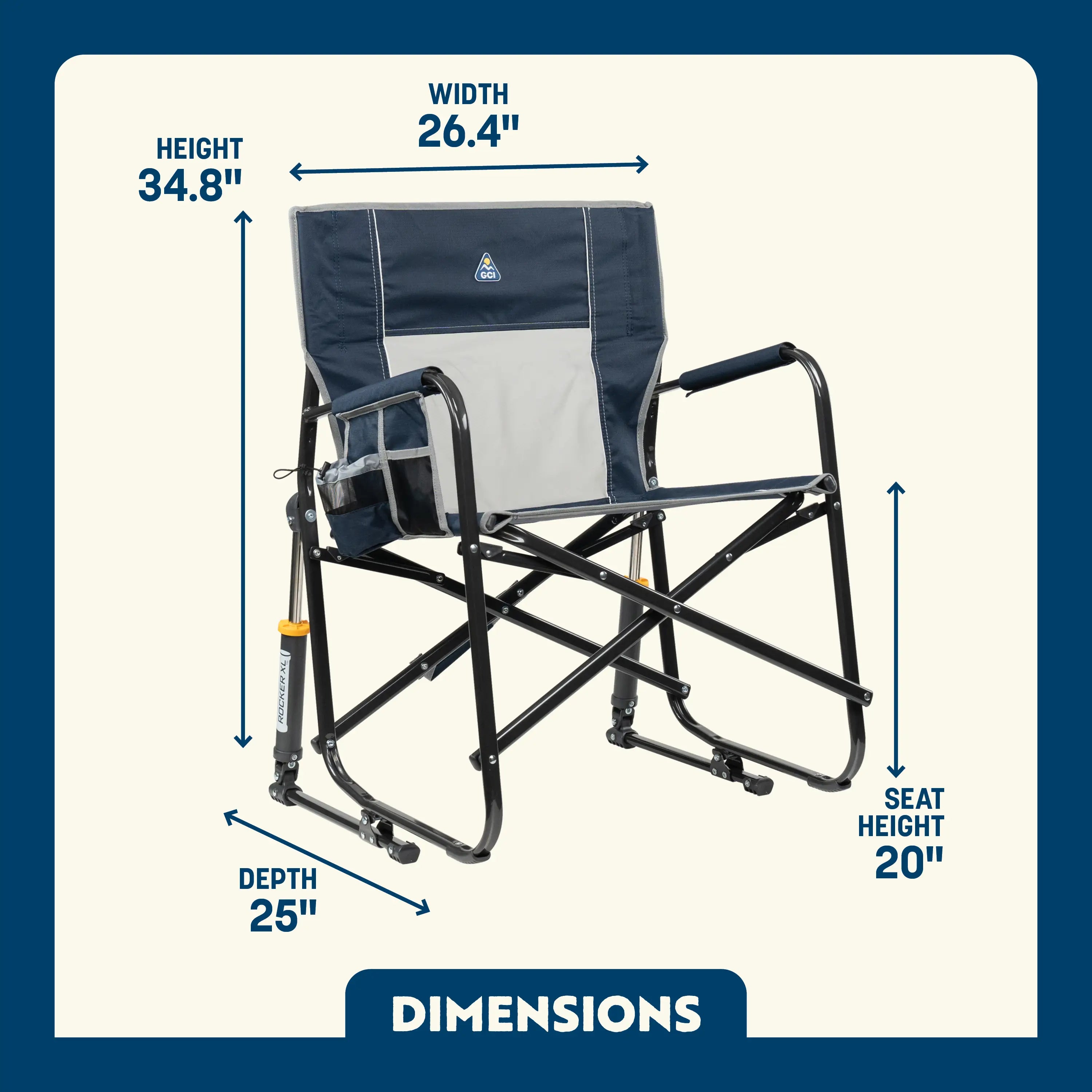 Premium All-Weather Freestyle Rocker XL - Choice 552 - Freestyle Rocker Portable Outdoor Folding Chair Detail