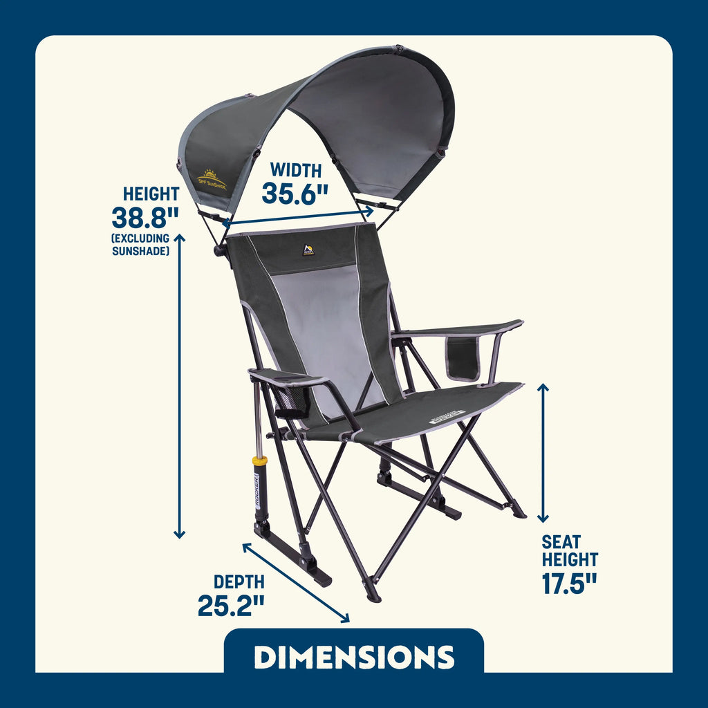 Luxury Camp SunShade Rocker - Choice 550 - Heavy-Duty Kickback Rocker with Beverage Holder Detail