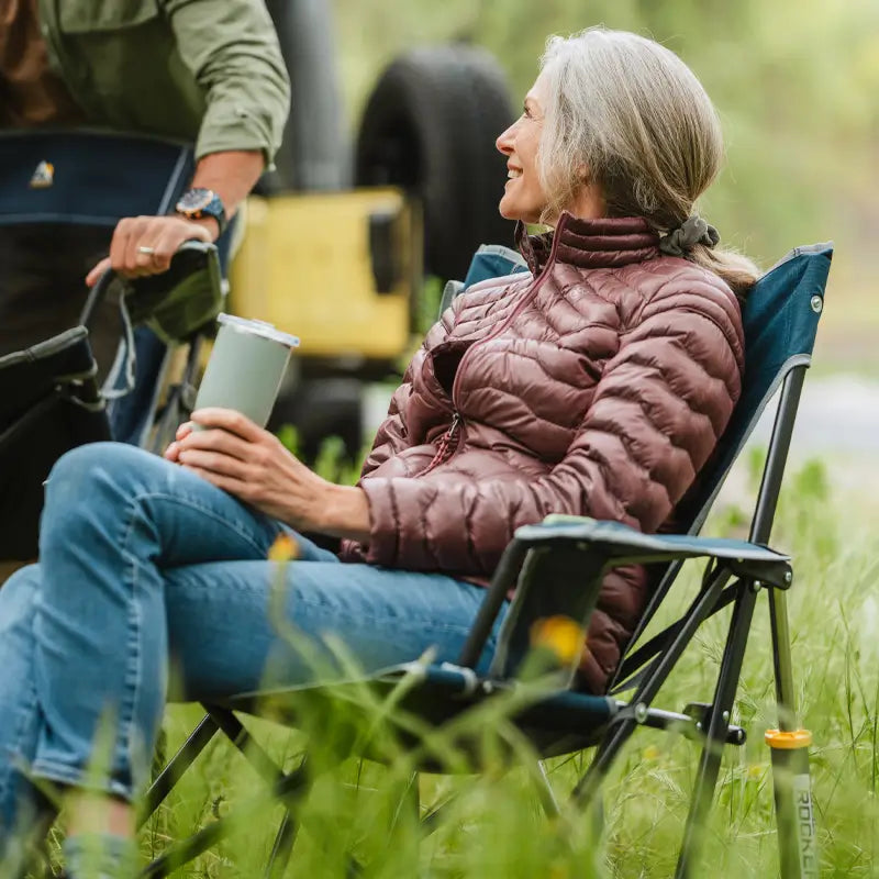 Heavy-Duty Freestyle Kickback Rocker - Choice 345 - Patented Spring-Action Rocking Chair for Camping Detail