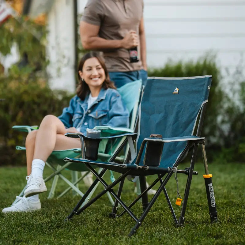 Heavy-Duty Freestyle Kickback Rocker - Choice 345 - Patented Spring-Action Rocking Chair for Camping Detail