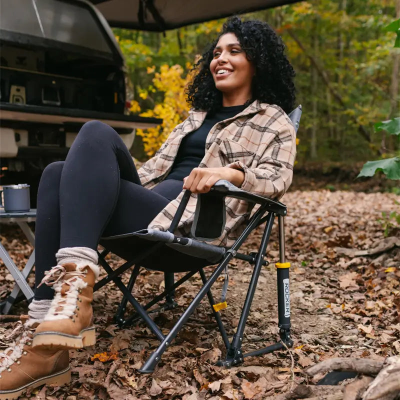 Heavy-Duty Freestyle Kickback Rocker - Choice 345 - Patented Spring-Action Rocking Chair for Camping Detail