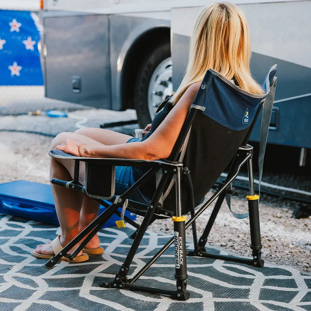 Heavy-Duty Freestyle Kickback Rocker - Choice 345 - Patented Spring-Action Rocking Chair for Camping Detail