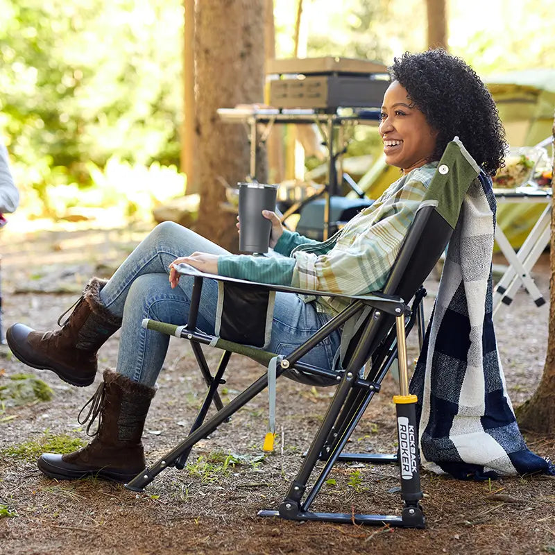 Heavy-Duty Freestyle Kickback Rocker - Choice 345 - Patented Spring-Action Rocking Chair for Camping Detail