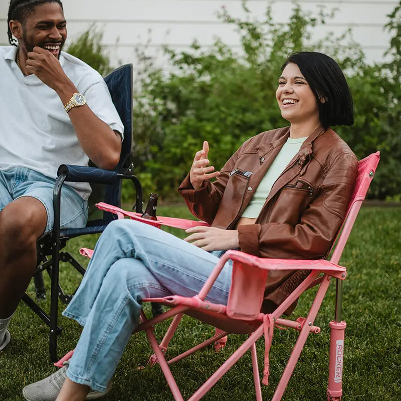 Heavy-Duty Freestyle Kickback Rocker - Choice 345 - Patented Spring-Action Rocking Chair for Camping Detail
