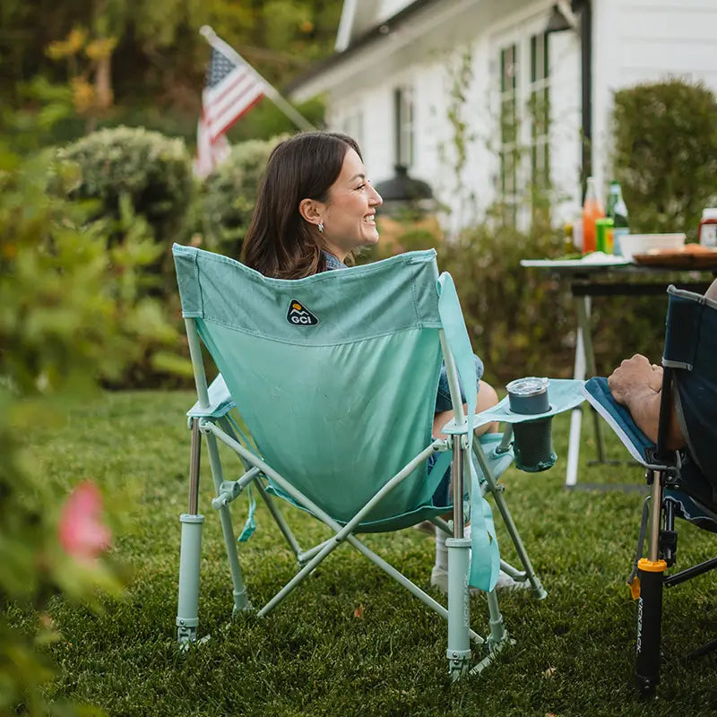 Heavy-Duty Freestyle Kickback Rocker - Choice 345 - Patented Spring-Action Rocking Chair for Camping Detail