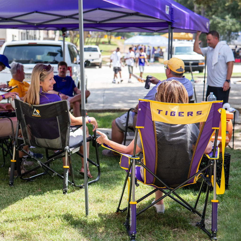 Premium All-Weather College Comfort Pro Rocker - LSU Tigers - Choice 880 - RoadTrip Rocker Smooth Motion Camp Chair Detail