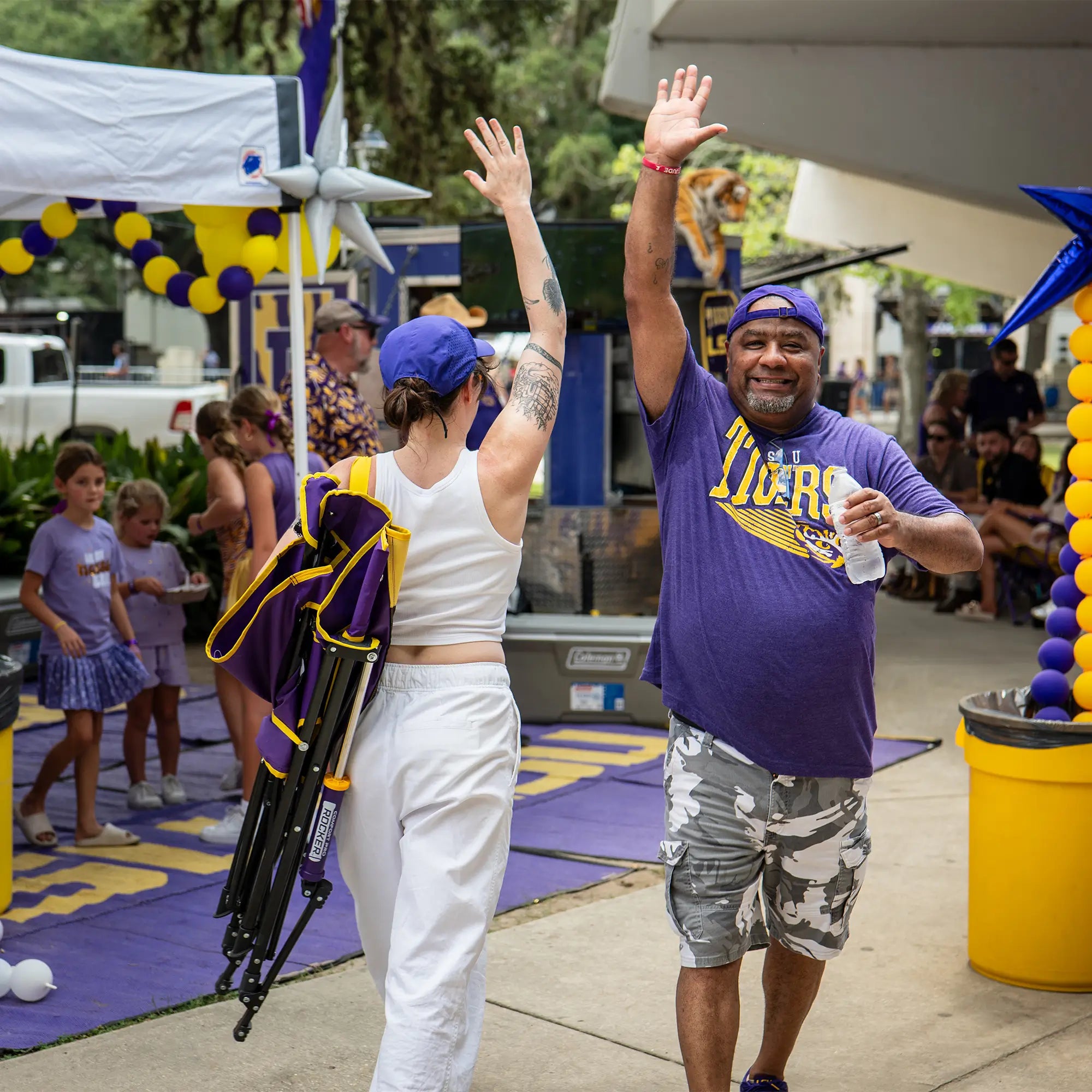 Premium All-Weather College Comfort Pro Rocker - LSU Tigers - Choice 880 - RoadTrip Rocker Smooth Motion Camp Chair Detail
