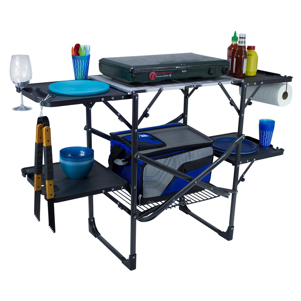 Portable Culinary Slim-Fold Cook Station - Choice 575 - Portable Compact BBQ Grilling Tool Set Detail