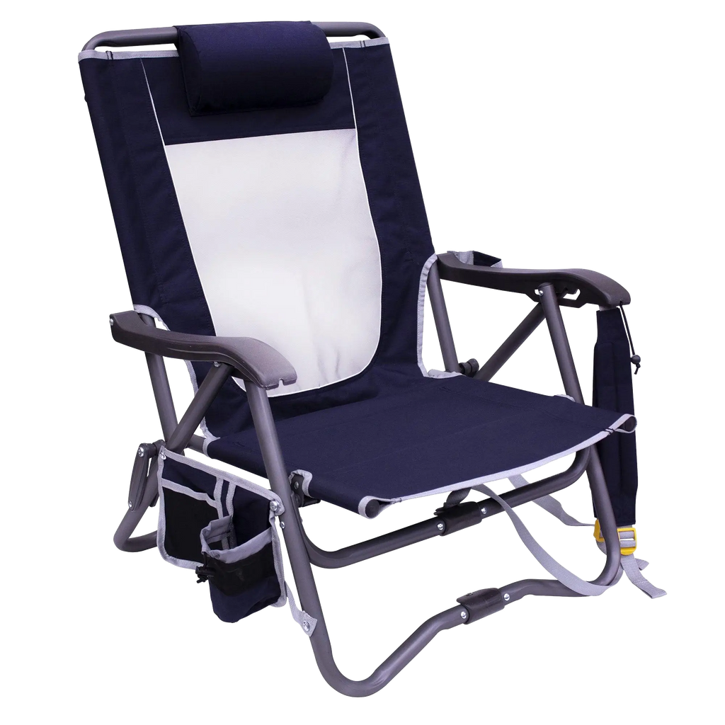 Space-Saving Pico Bi-Fold Slim Event Chair - Choice 334 - Pico Compact Folding Camp Chair with Carry Bag - Indigo