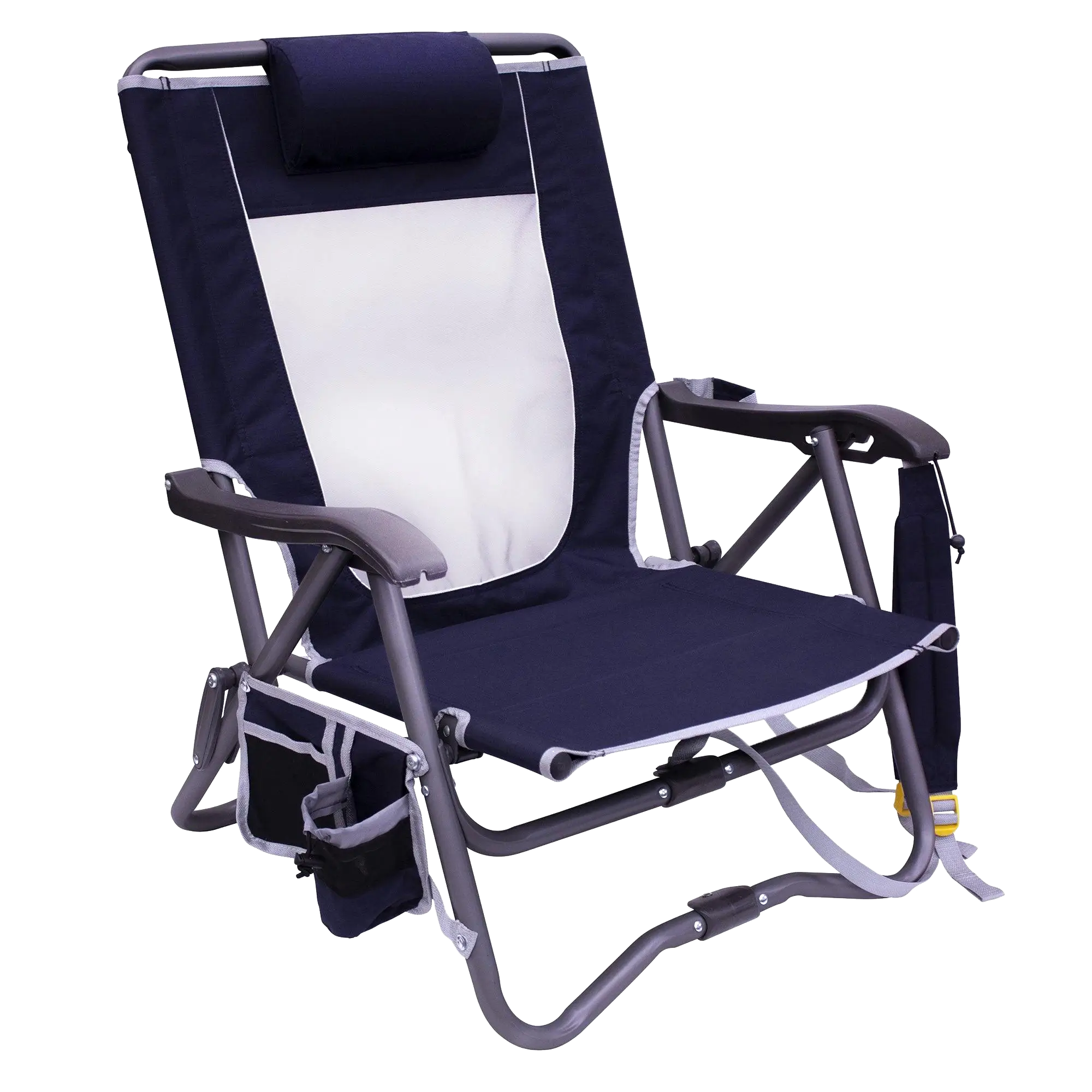 Space-Saving Pico Bi-Fold Slim Event Chair - Choice 334 - Pico Compact Folding Camp Chair with Carry Bag - Indigo
