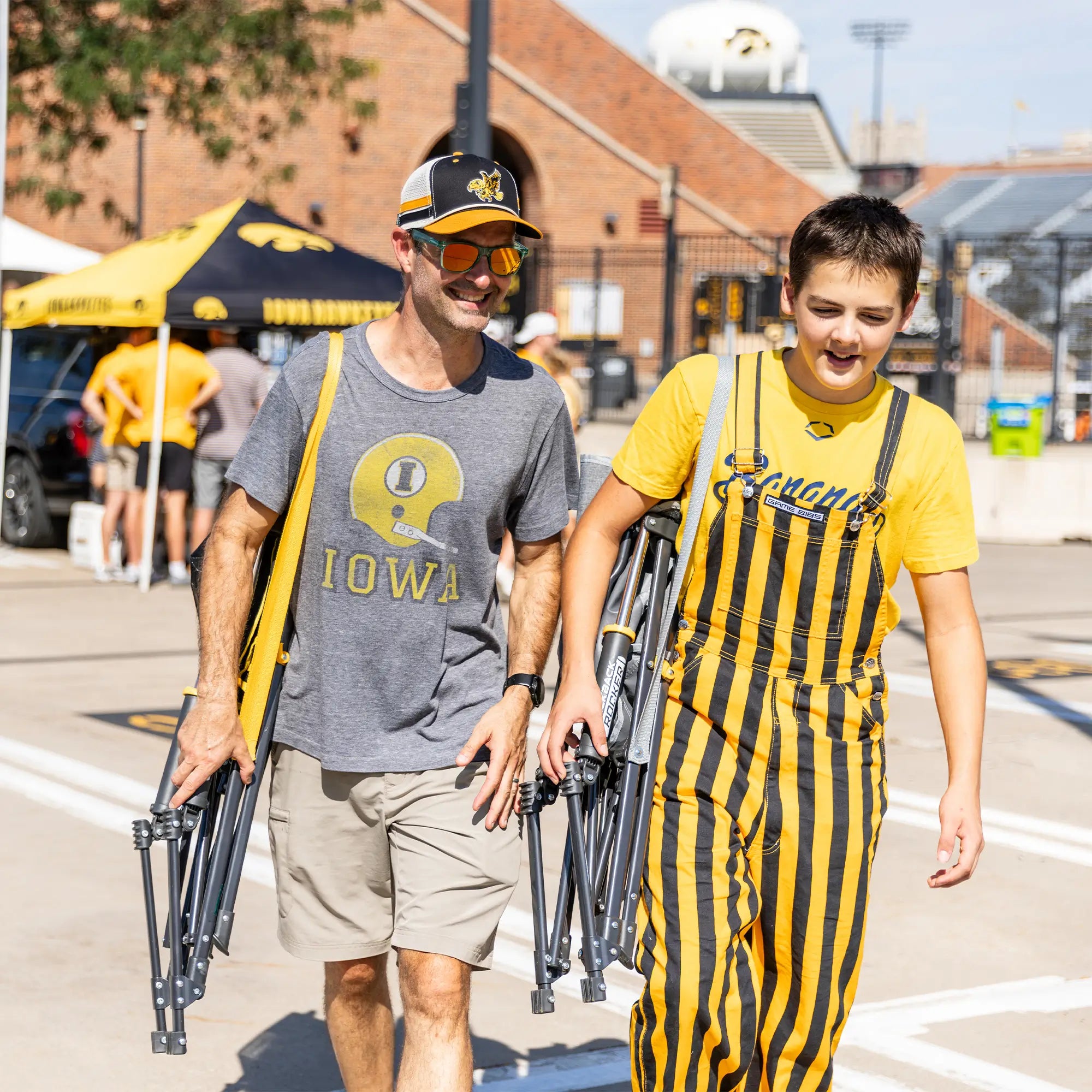 Premium All-Weather College Comfort Pro Rocker - Iowa Hawkeyes - Choice 249 - Heavy-Duty Kickback Rocker with Beverage Holder Detail