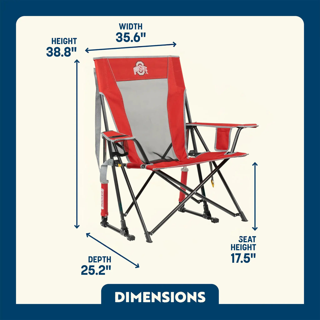 Premium All-Weather College Comfort Pro Rocker - Ohio State Buckeyes - Choice 676 - Heavy-Duty Kickback Rocker with Beverage Holder Detail