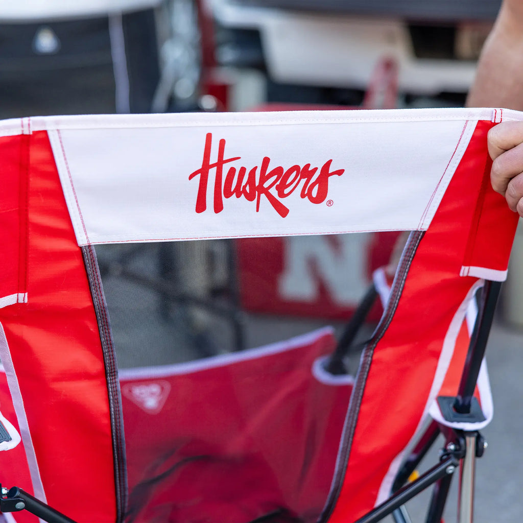 Premium All-Weather College Comfort Pro Rocker - Nebraska Cornhuskers - Choice 161 - RoadTrip Rocker Smooth Motion Camp Chair Detail