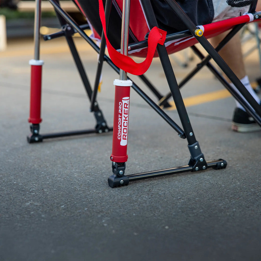 Premium All-Weather College Comfort Pro Rocker - Nebraska Cornhuskers - Choice 161 - RoadTrip Rocker Smooth Motion Camp Chair Detail