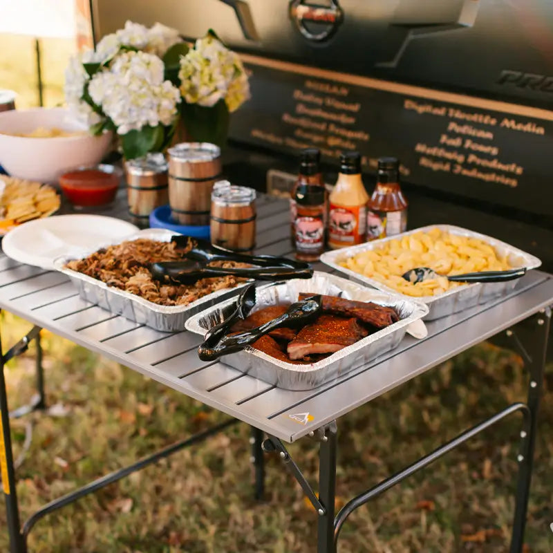 Slim-Fold Slim-Fold Table - Choice 196 - Slim-Fold Outdoor Cook Station with Storage Shelves Detail