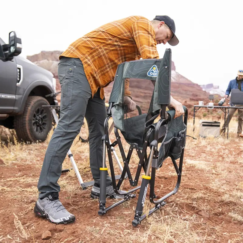 Luxury Camp Stowaway Rocker - Choice 794 - Patented Spring-Action Rocking Chair for Camping Detail