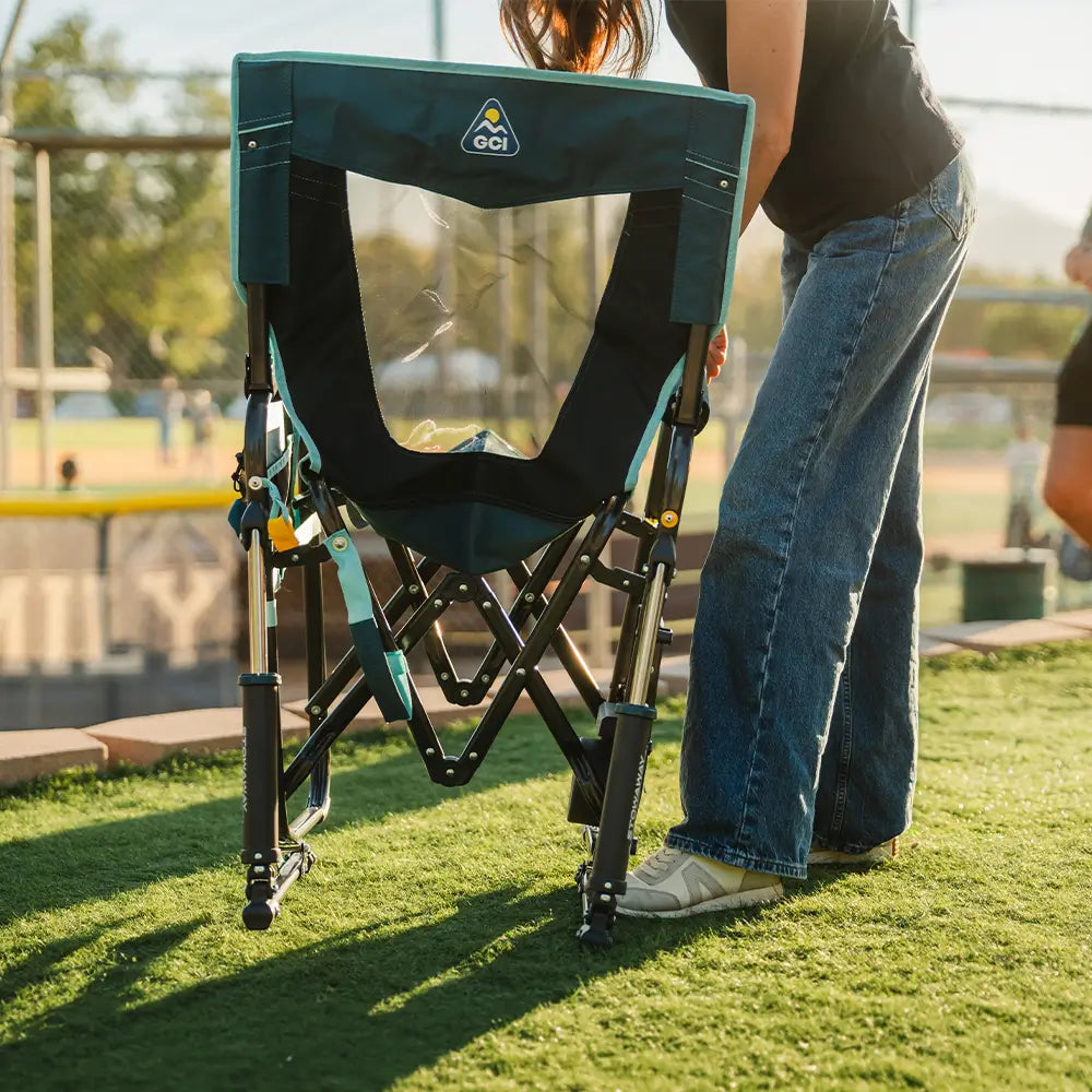 Heavy-Duty Freestyle Stowaway Rocker with Side Table - Choice 253 - Freestyle Rocker Portable Outdoor Folding Chair Detail