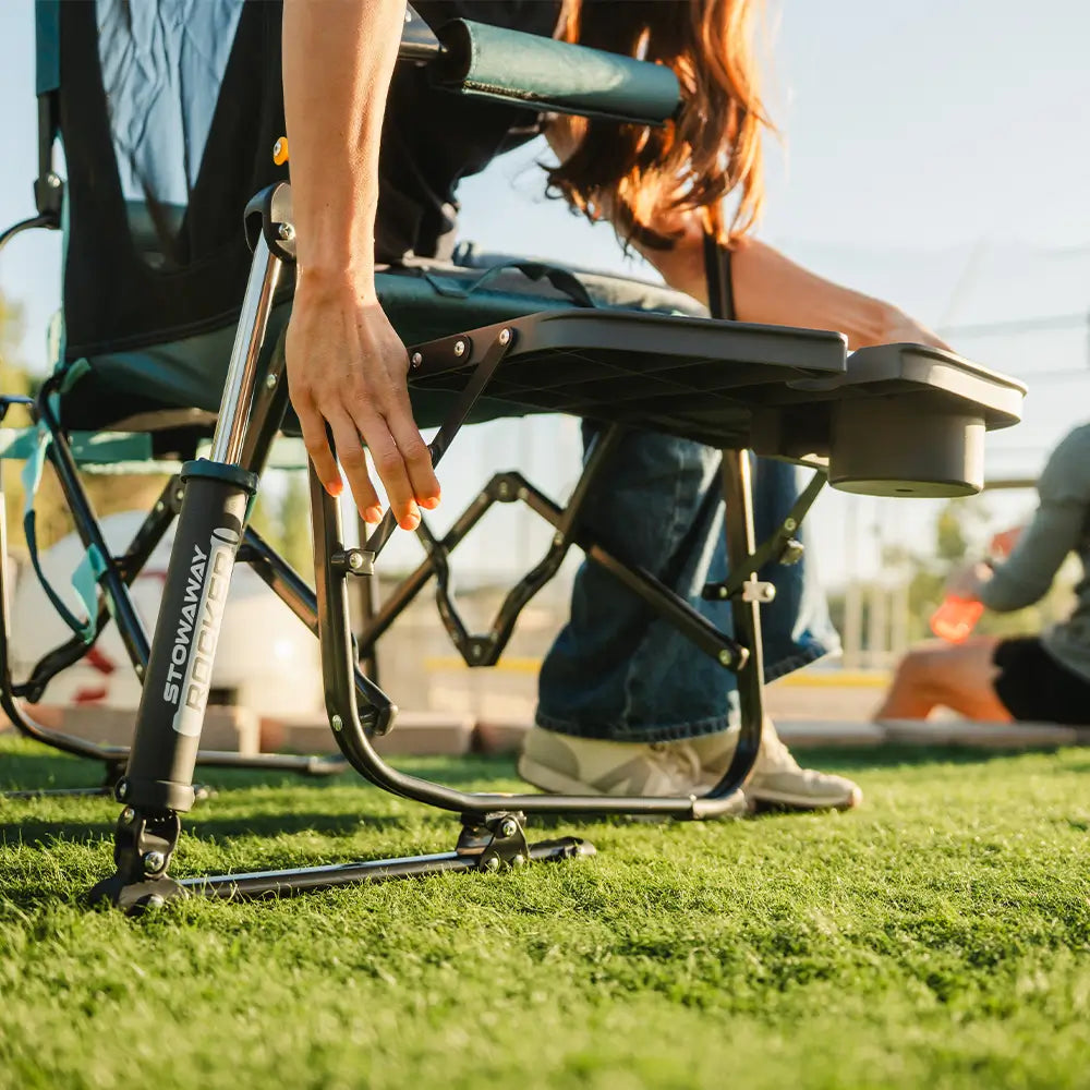 Heavy-Duty Freestyle Stowaway Rocker with Side Table - Choice 253 - Freestyle Rocker Portable Outdoor Folding Chair Detail
