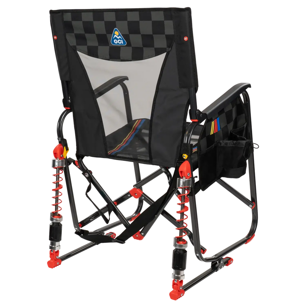 Patented Spring-Action Adjustable Rocker - NASCAR - Choice 899 - Heavy-Duty Kickback Rocker with Beverage Holder Detail