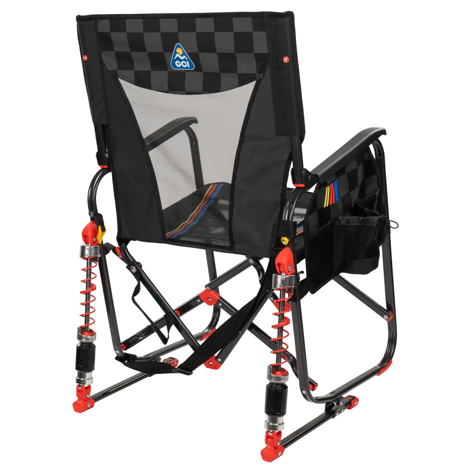 Patented Spring-Action Adjustable Rocker - NASCAR - Choice 899 - Heavy-Duty Kickback Rocker with Beverage Holder Detail