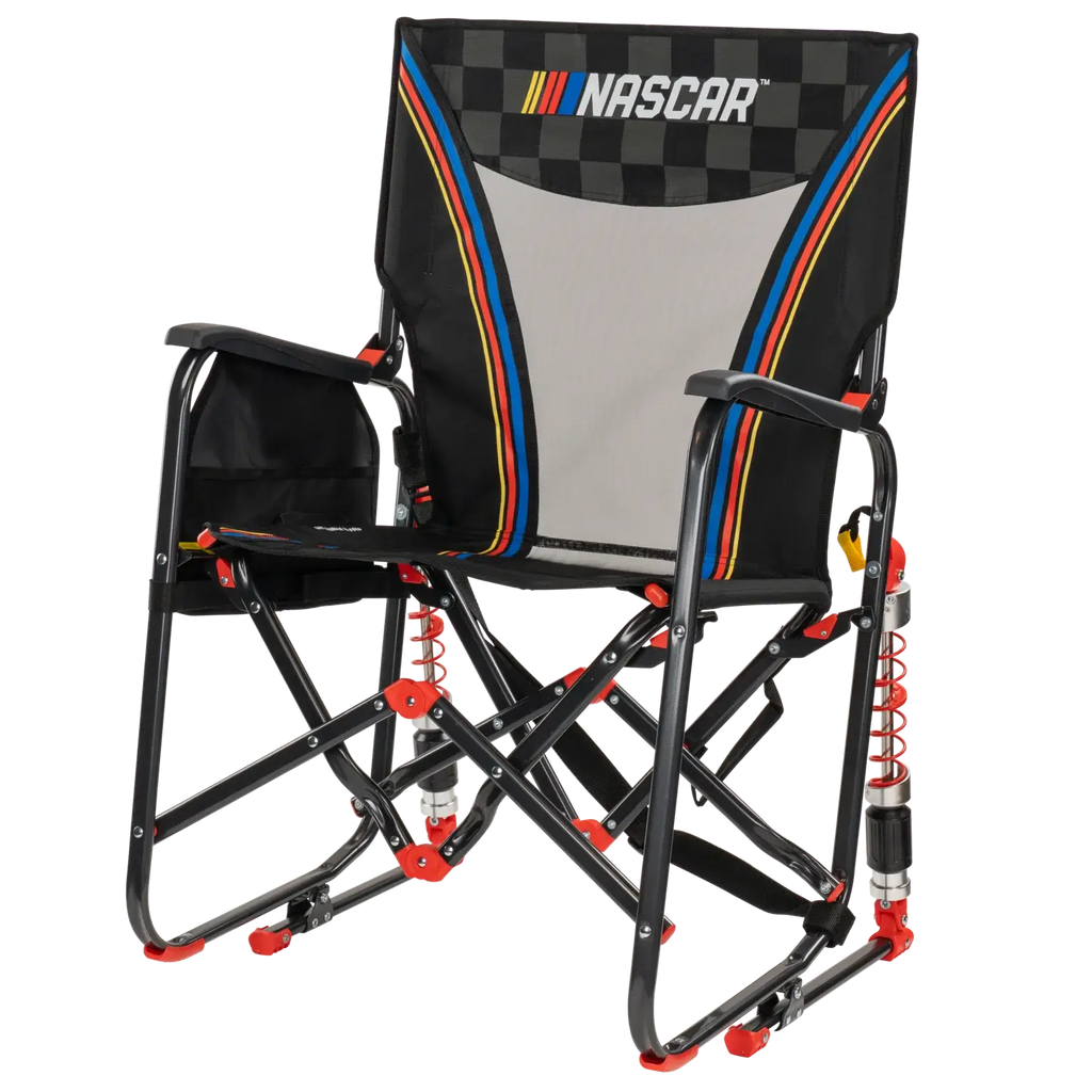 Patented Spring-Action Adjustable Rocker - NASCAR - Choice 899 - Heavy-Duty Kickback Rocker with Beverage Holder Detail