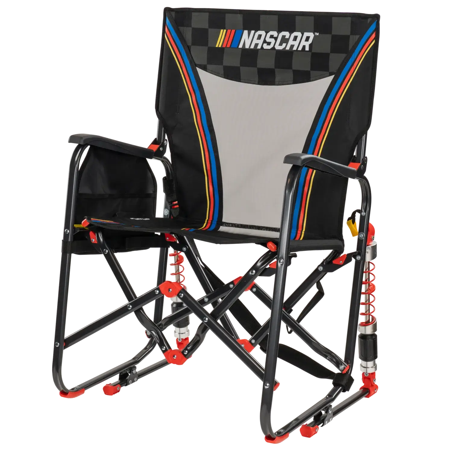 Patented Spring-Action Adjustable Rocker - NASCAR - Choice 899 - Heavy-Duty Kickback Rocker with Beverage Holder Detail