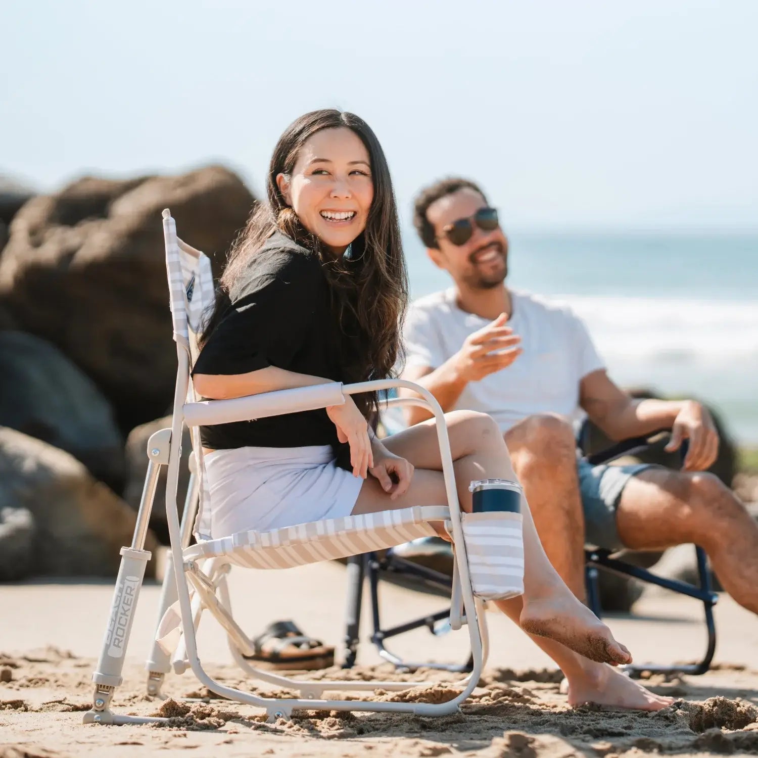 Smooth Motion Beach Rocker - Choice 712 - Heavy-Duty Kickback Rocker with Beverage Holder Detail
