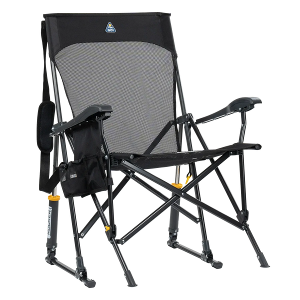 Heavy-Duty Freestyle BreezeRocker - Choice 504 - Patented Spring-Action Rocking Chair for Camping - Black