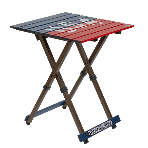 Portable Staging Compact Camp Table 20 - USA Anniversary Deluxe - Choice 757 - Slim-Fold Outdoor Cook Station with Storage Shelves - Default Title