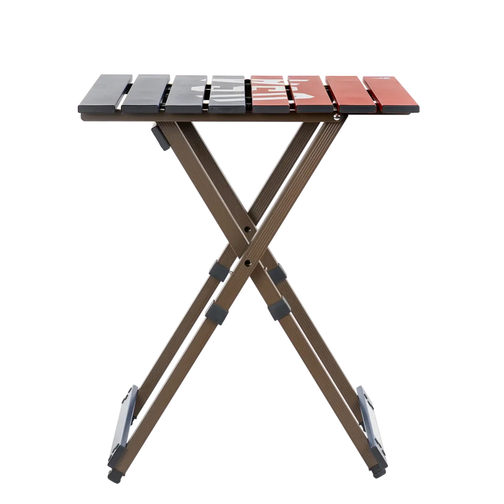 Portable Staging Compact Camp Table 20 - USA Anniversary Deluxe - Choice 757 - Slim-Fold Outdoor Cook Station with Storage Shelves Detail