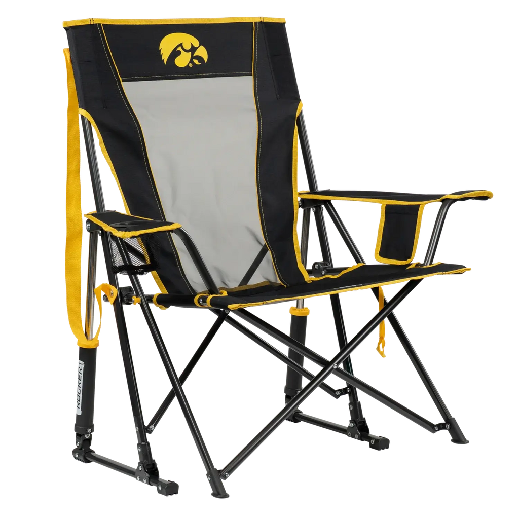 Premium All-Weather College Comfort Pro Rocker - Iowa Hawkeyes - Choice 249 - Heavy-Duty Kickback Rocker with Beverage Holder - Default Title