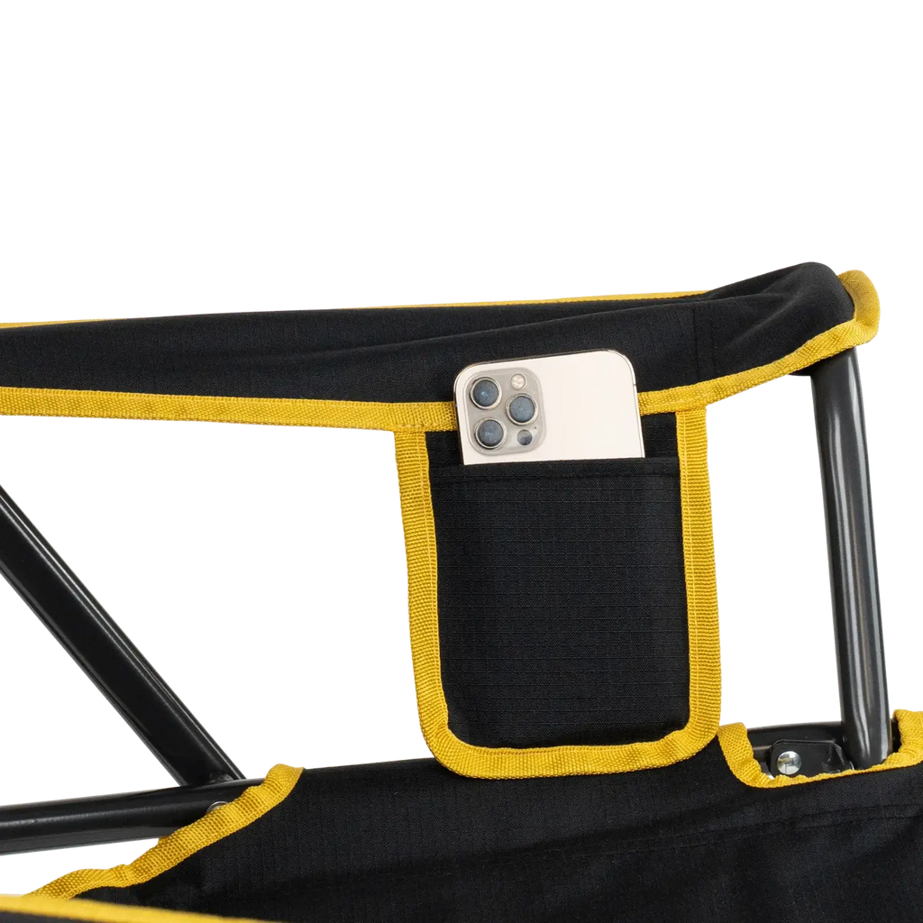 Premium All-Weather College Comfort Pro Rocker - Iowa Hawkeyes - Choice 249 - Heavy-Duty Kickback Rocker with Beverage Holder Detail