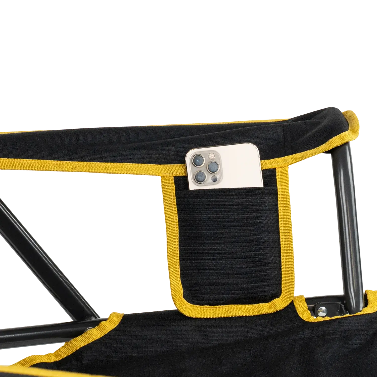 Premium All-Weather College Comfort Pro Rocker - Iowa Hawkeyes - Choice 249 - Heavy-Duty Kickback Rocker with Beverage Holder Detail