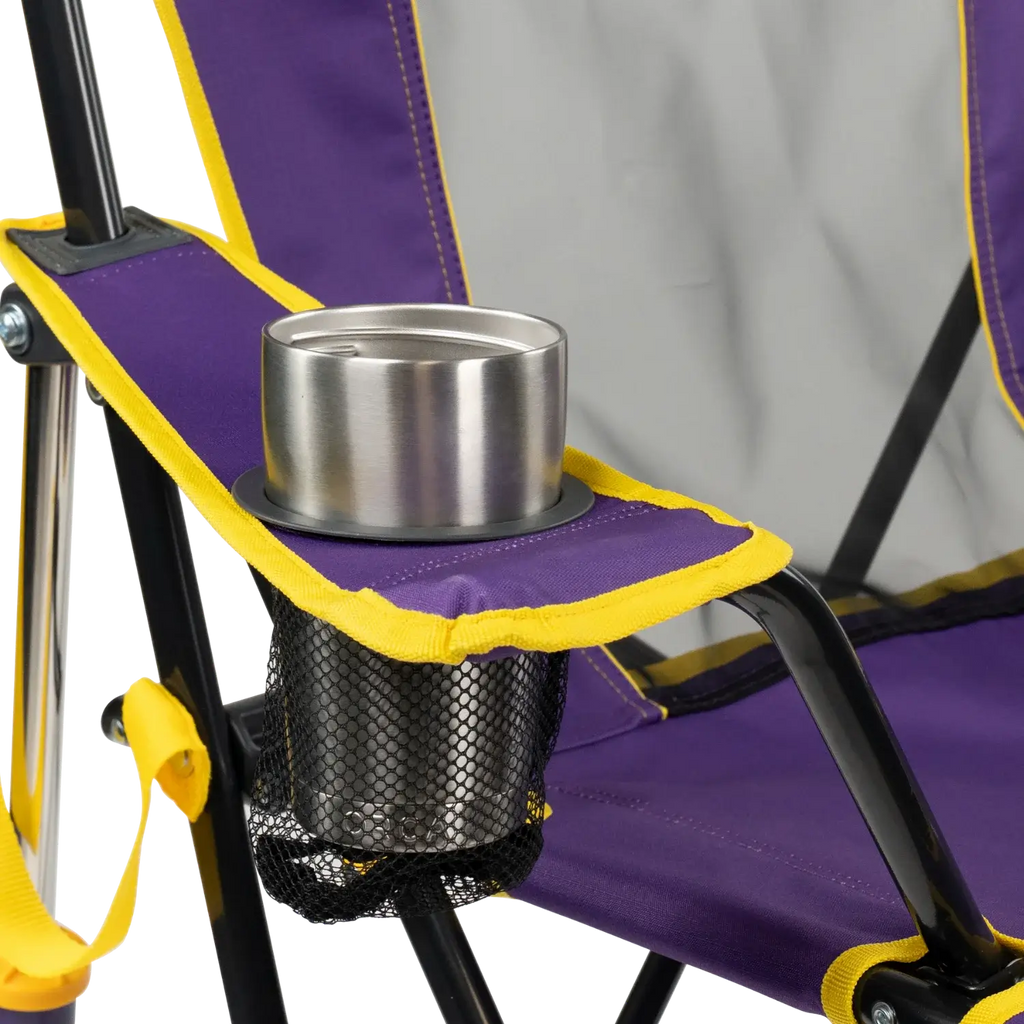 Premium All-Weather College Comfort Pro Rocker - LSU Tigers - Choice 880 - RoadTrip Rocker Smooth Motion Camp Chair Detail