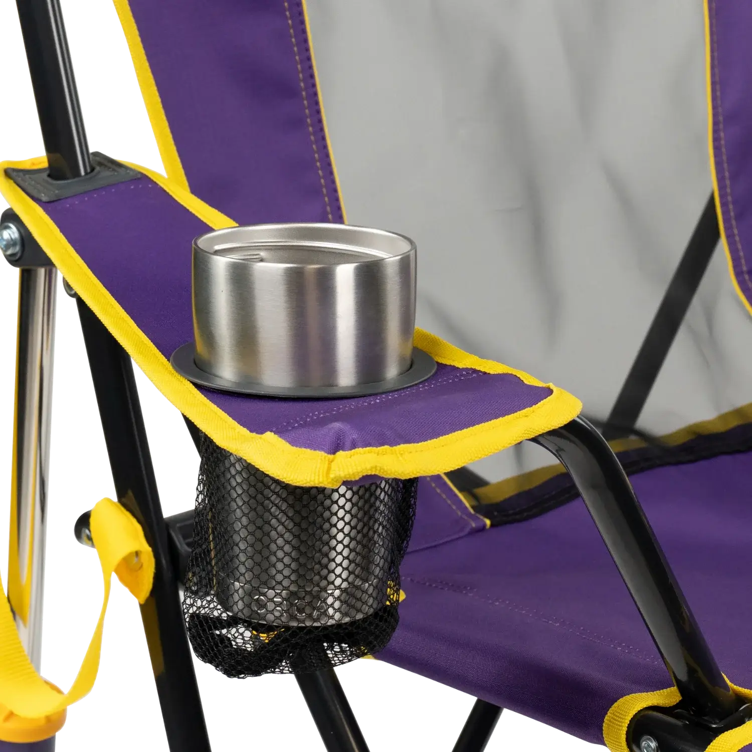 Premium All-Weather College Comfort Pro Rocker - LSU Tigers - Choice 880 - RoadTrip Rocker Smooth Motion Camp Chair Detail