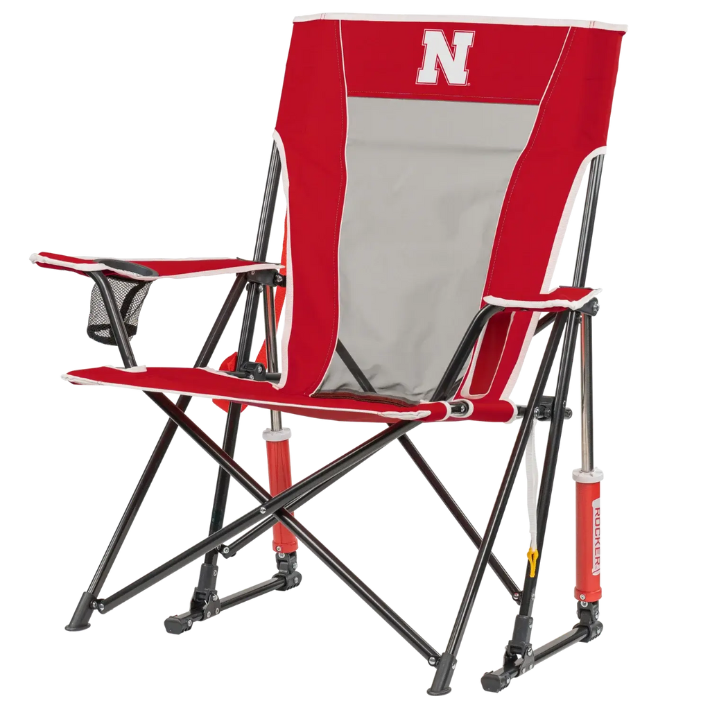 Premium All-Weather College Comfort Pro Rocker - Nebraska Cornhuskers - Choice 161 - RoadTrip Rocker Smooth Motion Camp Chair Detail