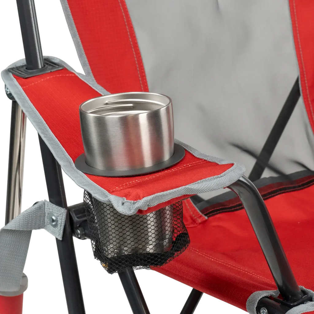 Premium All-Weather College Comfort Pro Rocker - Ohio State Buckeyes - Choice 676 - Heavy-Duty Kickback Rocker with Beverage Holder Detail
