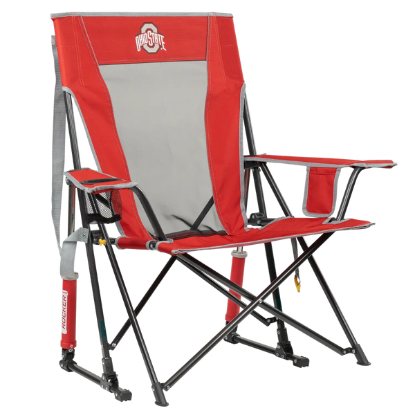 Premium All-Weather College Comfort Pro Rocker - Ohio State Buckeyes - Choice 676 - Heavy-Duty Kickback Rocker with Beverage Holder - Default Title