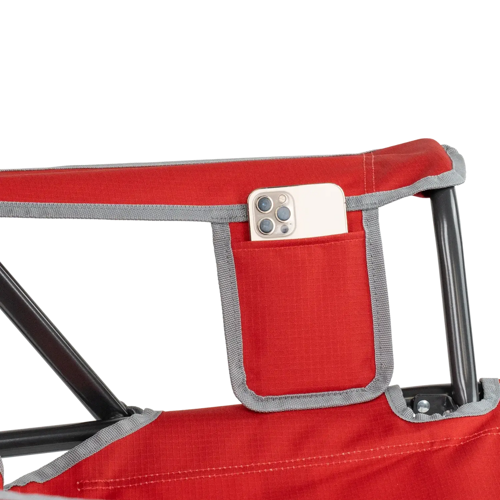 Premium All-Weather College Comfort Pro Rocker - Ohio State Buckeyes - Choice 676 - Heavy-Duty Kickback Rocker with Beverage Holder Detail