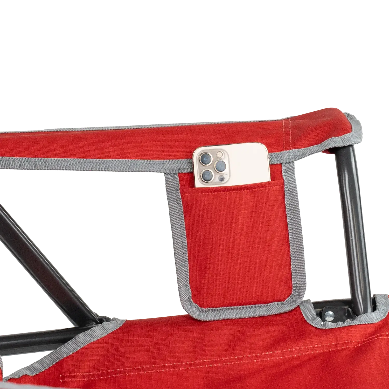 Premium All-Weather College Comfort Pro Rocker - Ohio State Buckeyes - Choice 676 - Heavy-Duty Kickback Rocker with Beverage Holder Detail