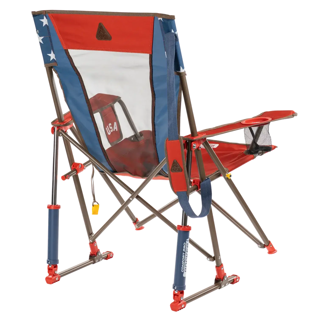 Patented Spring-Action Comfort Pro Rocker - USA Anniversary Deluxe - Choice 424 - Heavy-Duty Kickback Rocker with Beverage Holder Detail