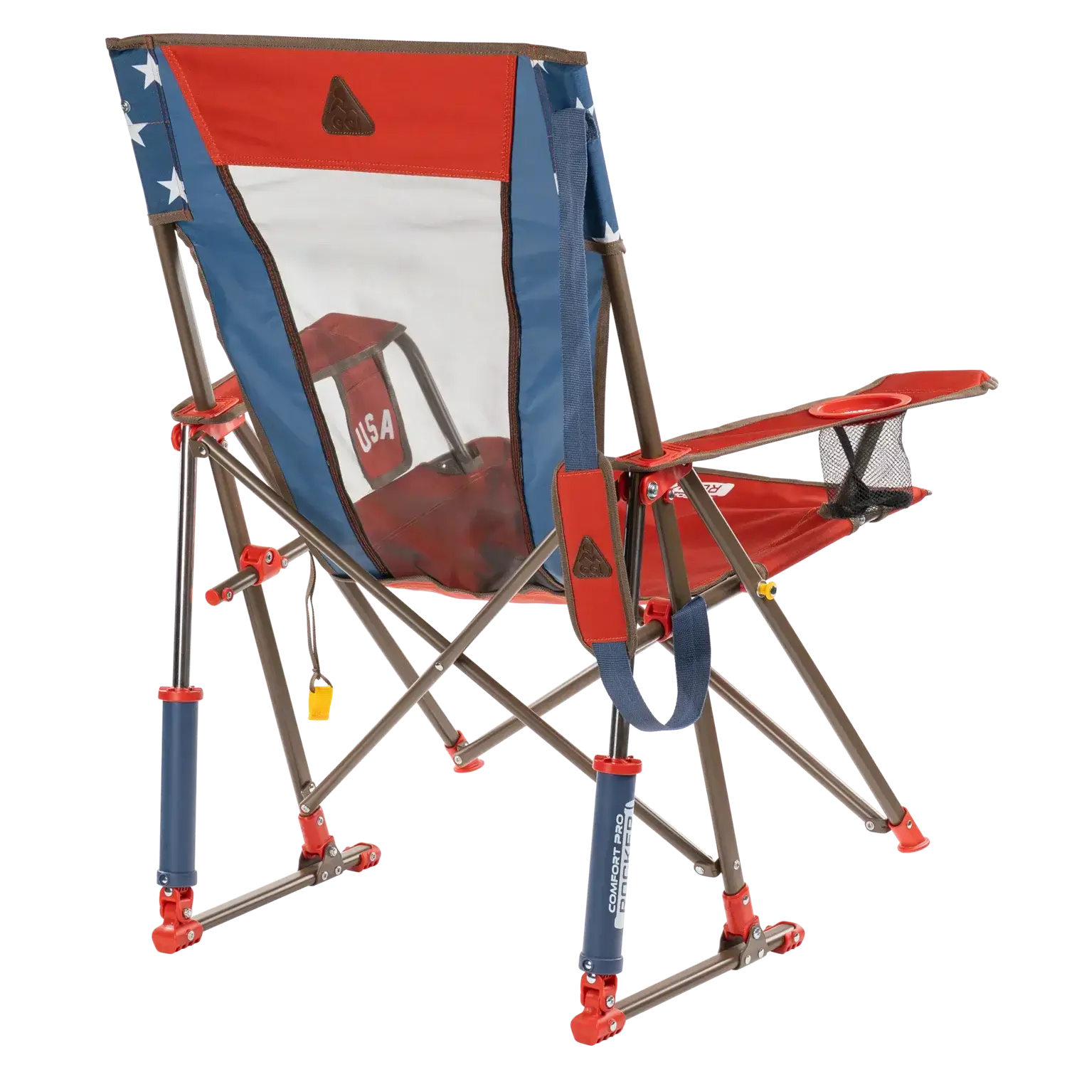 Patented Spring-Action Comfort Pro Rocker - USA Anniversary Deluxe - Choice 424 - Heavy-Duty Kickback Rocker with Beverage Holder Detail