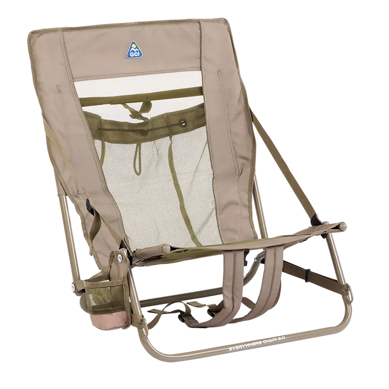 Backpack Travel Everywhere Chair 2 - Choice 656 - Low-Profile Reclining Beach Chair with Backpack Straps - Aged Fatigue