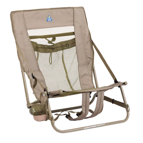 Backpack Travel Everywhere Chair 2 - Choice 656 - Low-Profile Reclining Beach Chair with Backpack Straps - Aged Fatigue