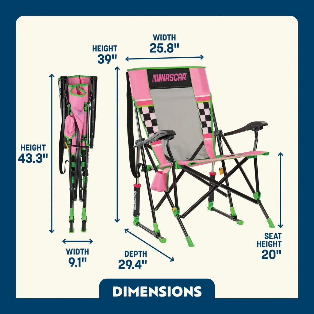 Patented Spring-Action RoadTrip Rocker - NASCAR For Her - Choice 560 - Patented Spring-Action Rocking Chair for Camping Detail