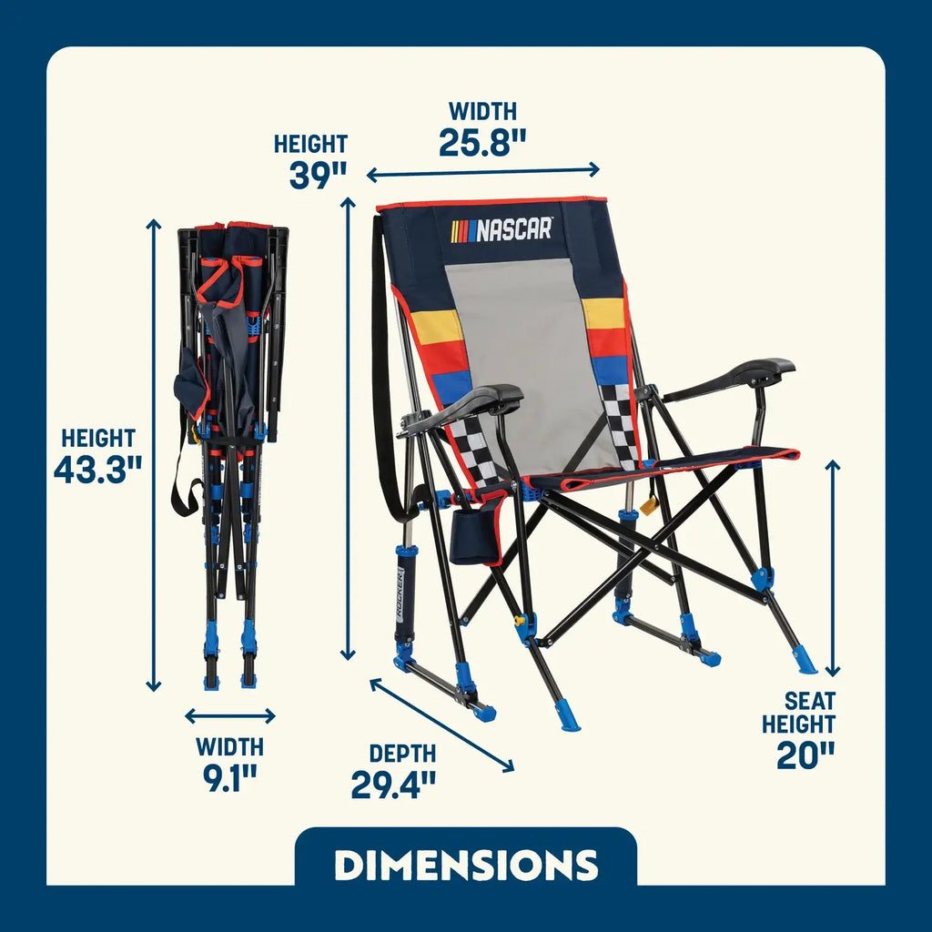 Smooth Motion RoadTrip Rocker - NASCAR For Him - Choice 453 - Freestyle Rocker Portable Outdoor Folding Chair Detail