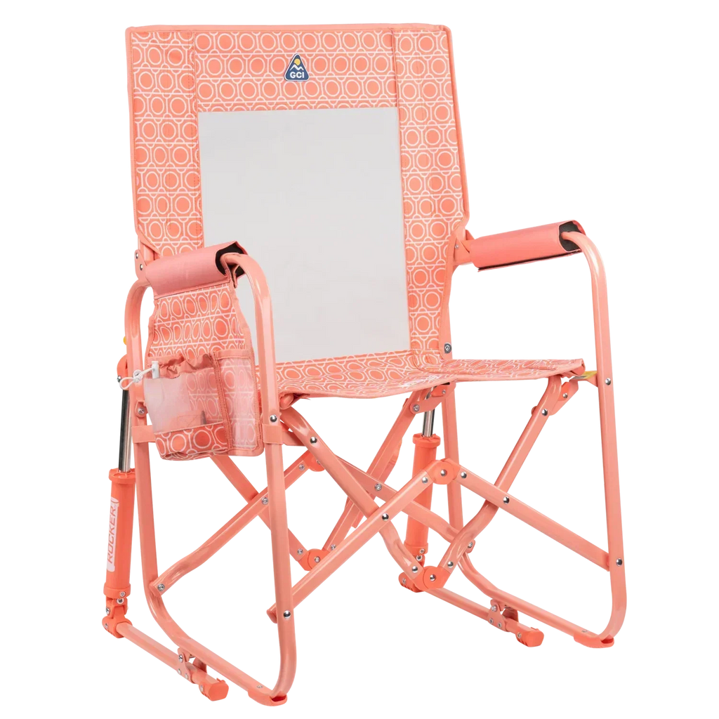 Luxury Camp Stowaway Rocker - Choice 794 - Patented Spring-Action Rocking Chair for Camping - Coral Mosaic